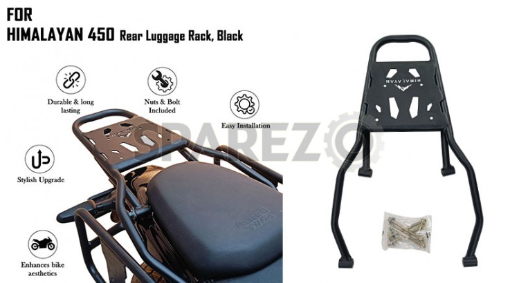 For Royal Enfield New Himalayan 450 Rear Luggage Rack Black - SPAREZO